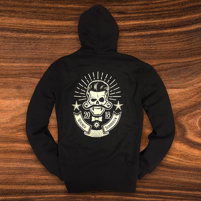WIENER SCHURKEN HOODED ZIPPER - SCHWARZ - LOGO SMALL/SKULL