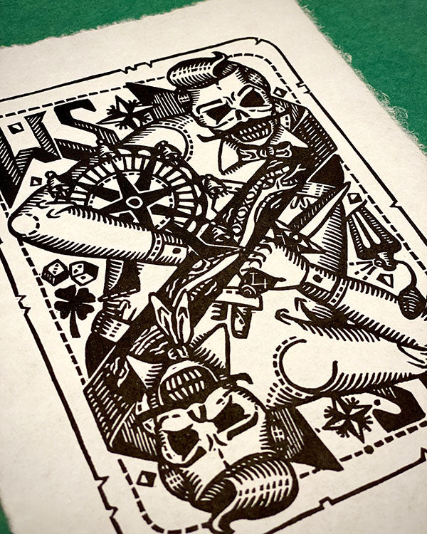 WIENER SCHURKEN - STRAWANZA ASS - Linoldruck 18x23,5cm